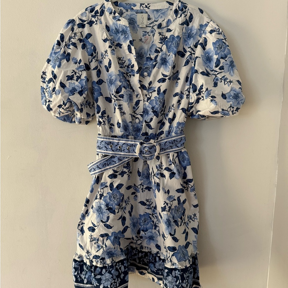 White and Blue Floral Joie Dress